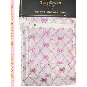 Juicy Couture Home Script Logo Bows Set of 3 Mesh Wash Bags